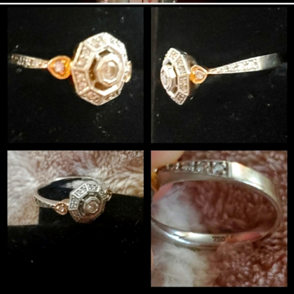 Stunning 18k 750 / Genuine diamonds size 7 solid gold ring